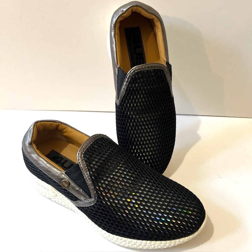 CESARE PACIOTTI 4US Black Multi Iridescent Net Slip on Loafer Comfort Shoe 36